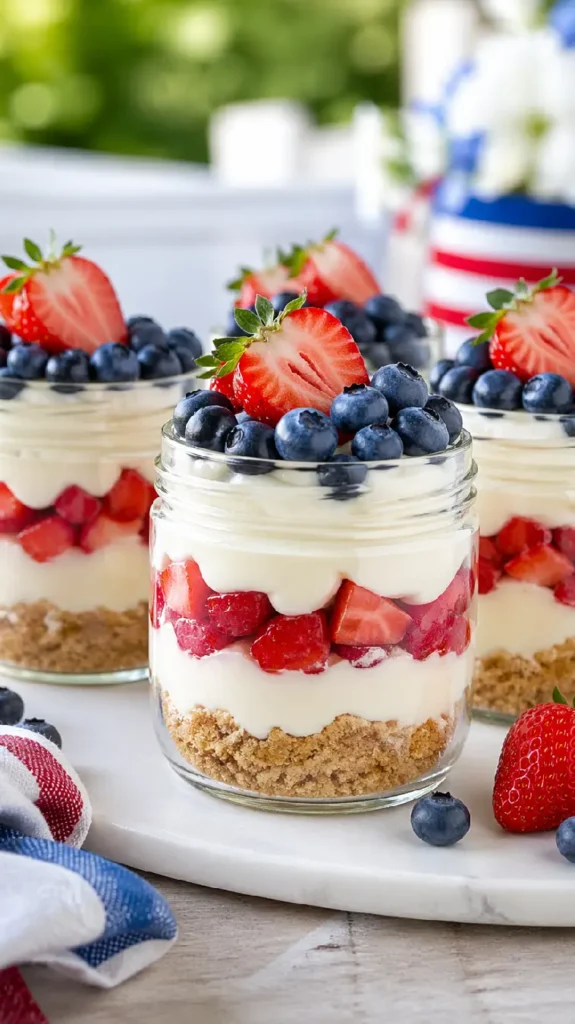 Patriotic Cheesecake Jars